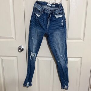 KanCan Dark Blue Distressed Boyfriend Jeans